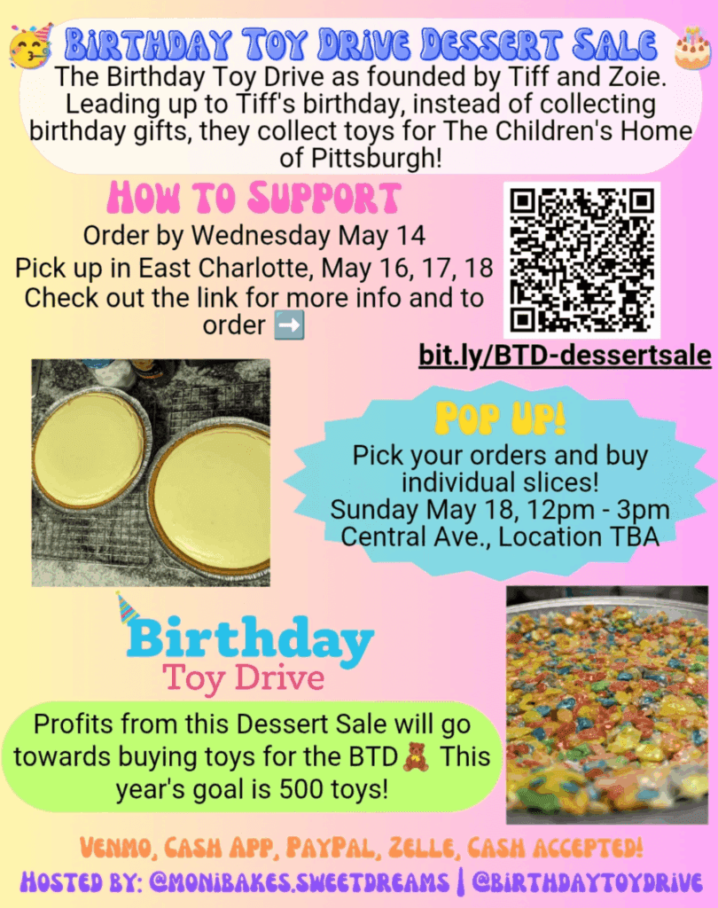 Dessert Sale! Support the Birthday Toy Drive 🎂
